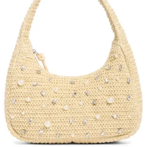 Steve Madden Pearl Bead Embellished Woven Shoulder Bag::NWT::Mermaidcore::VACAY - Picture 2 of 7